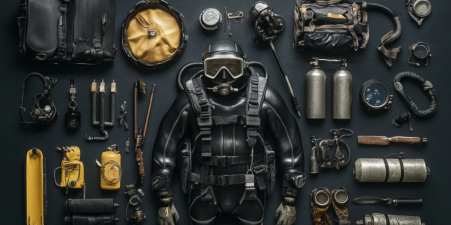 Équipement nécessaire pour une plongée réussie Image generé par IA Équipement nécessaire pour une plongée réussie