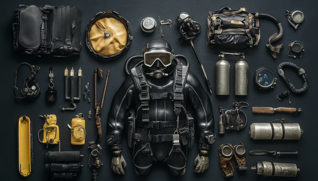 Équipement nécessaire pour une plongée réussie Image generé par IA Équipement nécessaire pour une plongée réussie