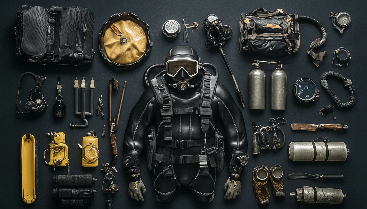 Image generé par IA Équipement nécessaire pour une plongée réussie