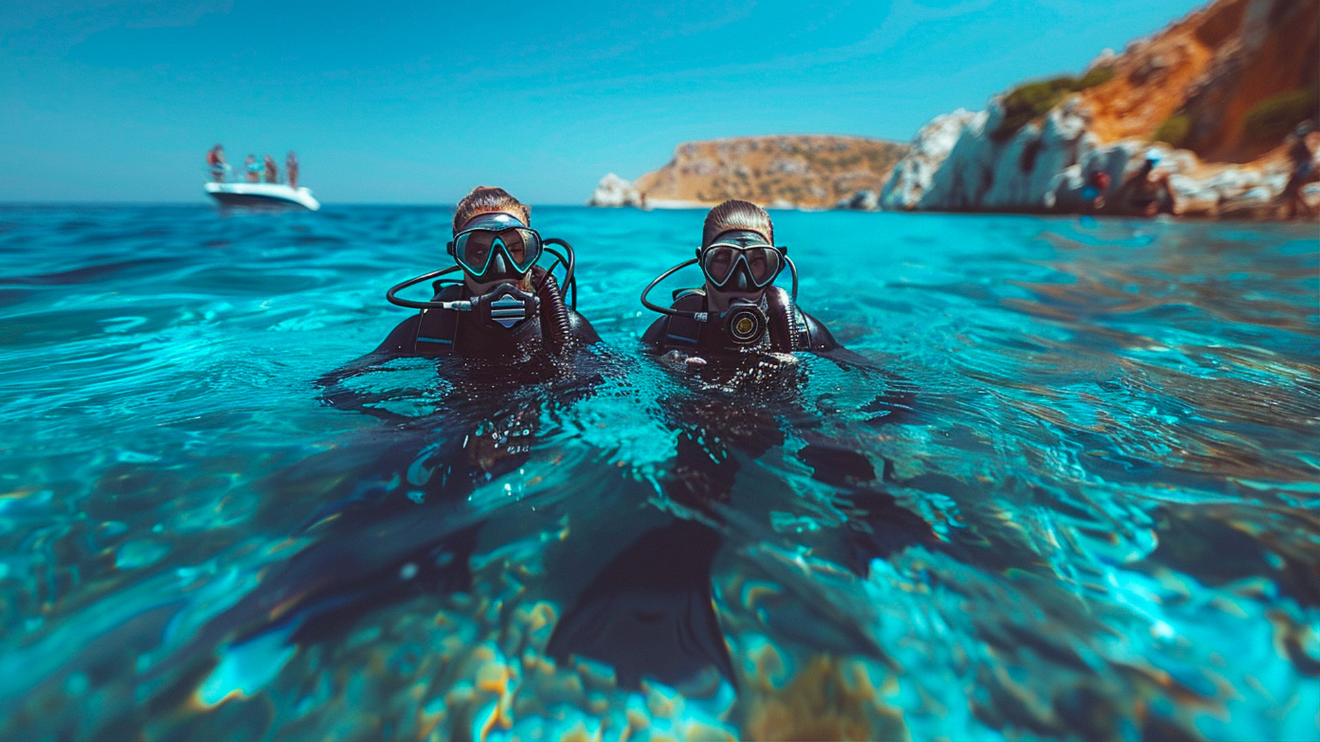Image generé par IA des eaux cristallines de La Londe-les-Maures plongée Expérience pour débutants et plongeurs expérimentés