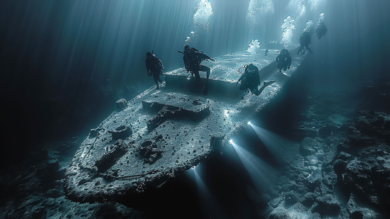 Image generé par IA des eaux cristallines de La Londe-les-Maures plongée d'epaves à porquerolles centre plongée