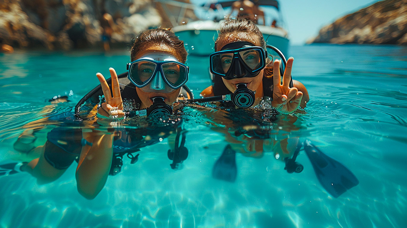 plonge la londe-les-maures hyeres porquerolles Image des deux plongeurs dans les eaux cristallines de La Londe-les-Maures plongée porquerolles centre plongée